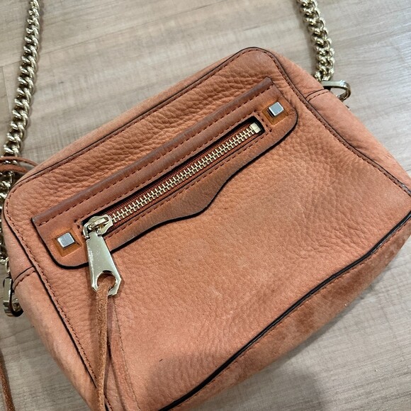 Rebecca Minkoff Women's Avery Crossbody Purse Small Tan Leather Chain Strap - Picture 4 of 9